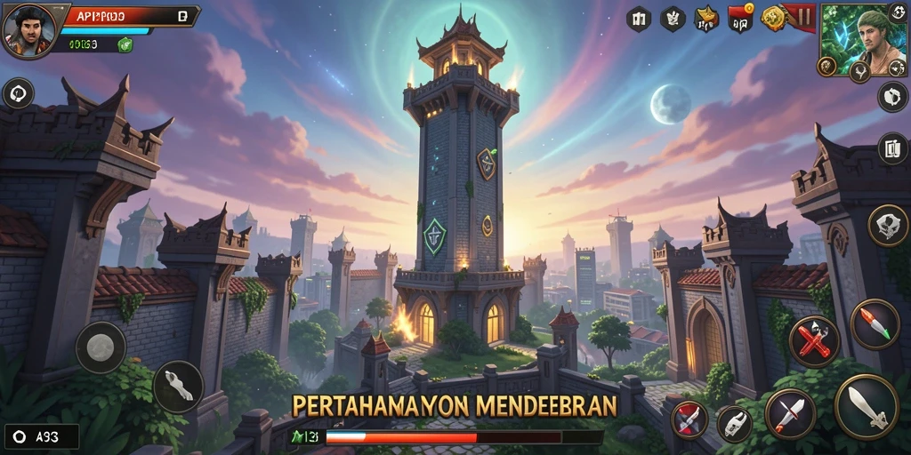 Tangkapan layar API33 menampilkan pertarungan menara yang strategis dan mendebarkan.