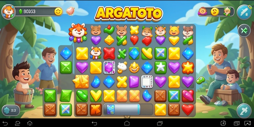 Tampilan gameplay seru di ARGATOTO dengan kombinasi warna-warni.