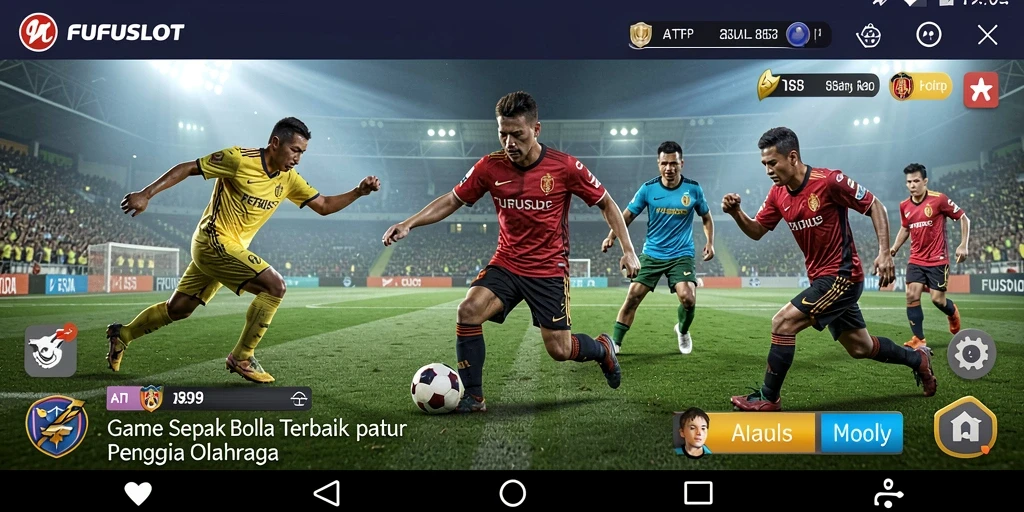 Screenshot utama FUFUSLOT menampilkan aksi sepak bola yang mendebarkan.