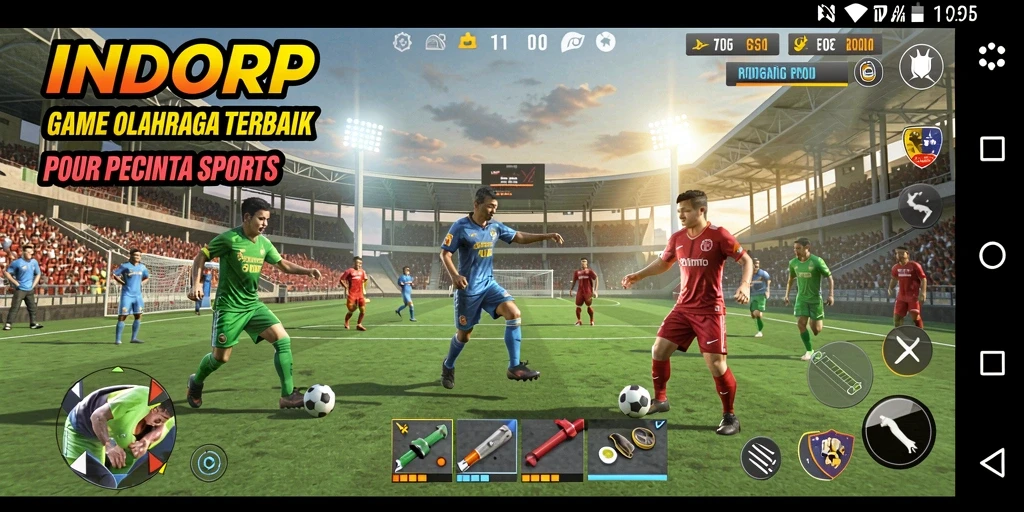 Screenshot utama INDORP menampilkan aksi seru dalam permainan olahraga.
