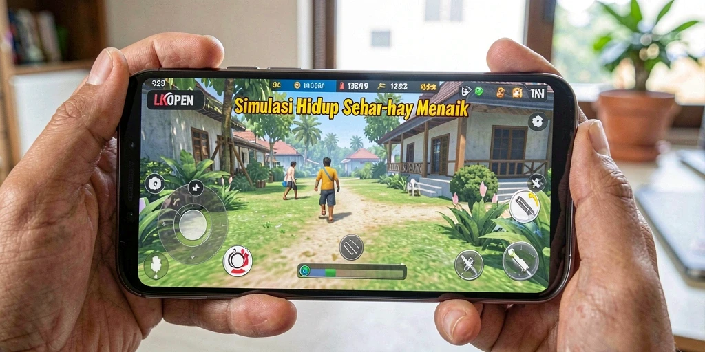 Tangkapan layar LKOPEN menampilkan simulasi kehidupan sehari-hari yang menarik.