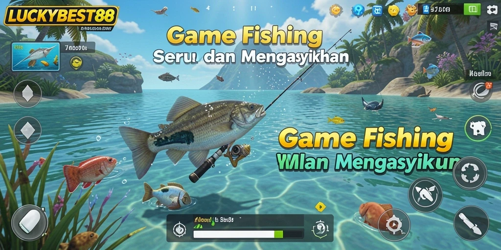 Screenshot utama LUCKYBEST88 menampilkan aksi memancing yang seru.