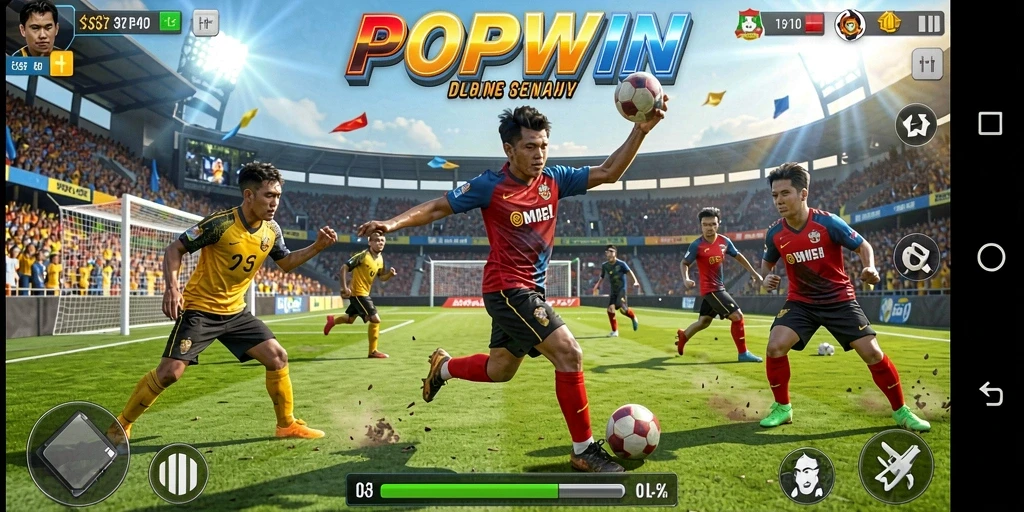 Tampilan gameplay seru di POPWIN dengan aksi olahraga yang mendebarkan.