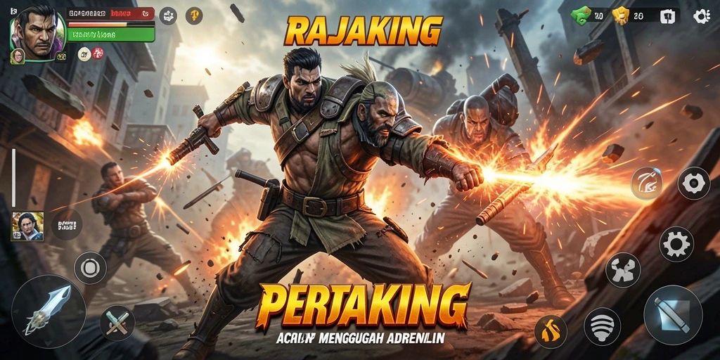 Gameplay seru RAJAKING dengan pertarungan mendebarkan.