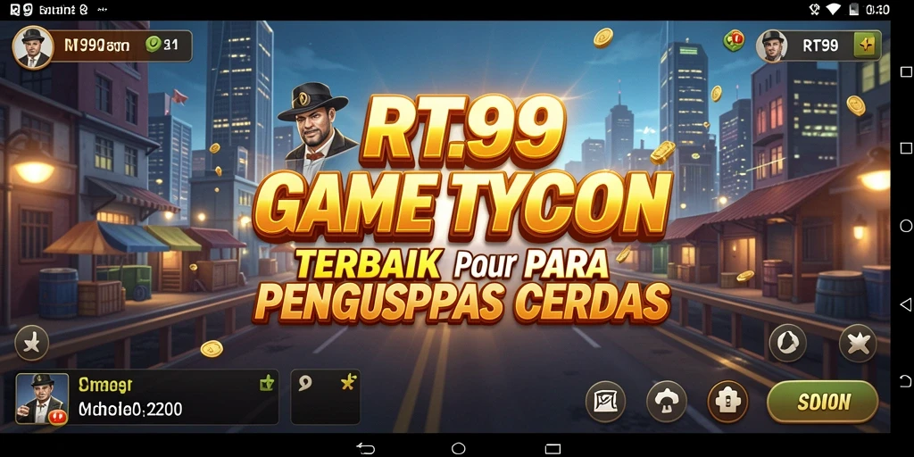 Tampilan gameplay RT99 yang mendebarkan dalam membangun kerajaan bisnis.